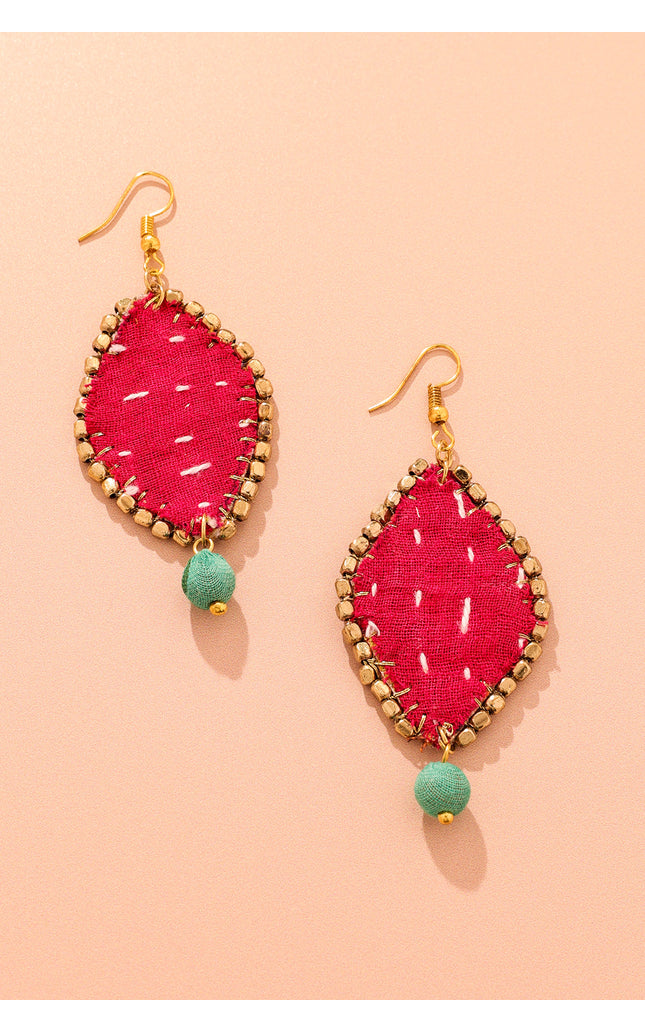 Diamond Patchwork Drop Earrings