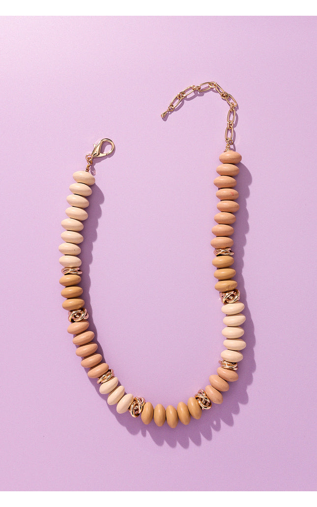 Sand Dune Wooden Beaded Necklace