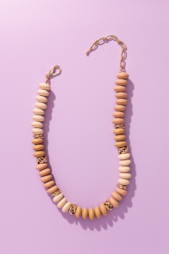 Sand Dune Wooden Beaded Necklace
