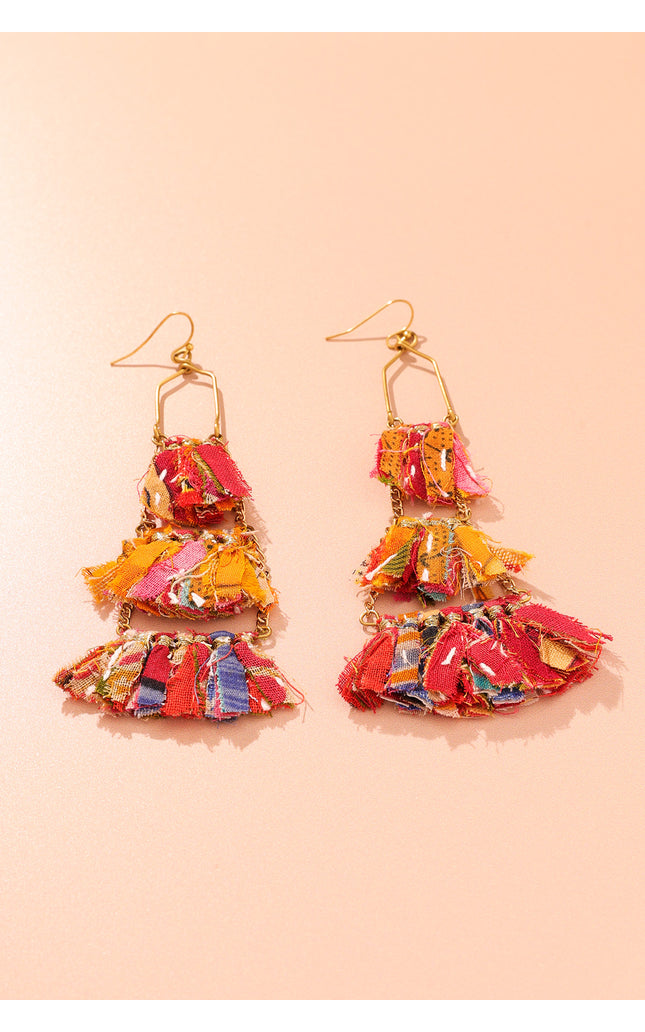 Geometric Frames Tassel Earrings