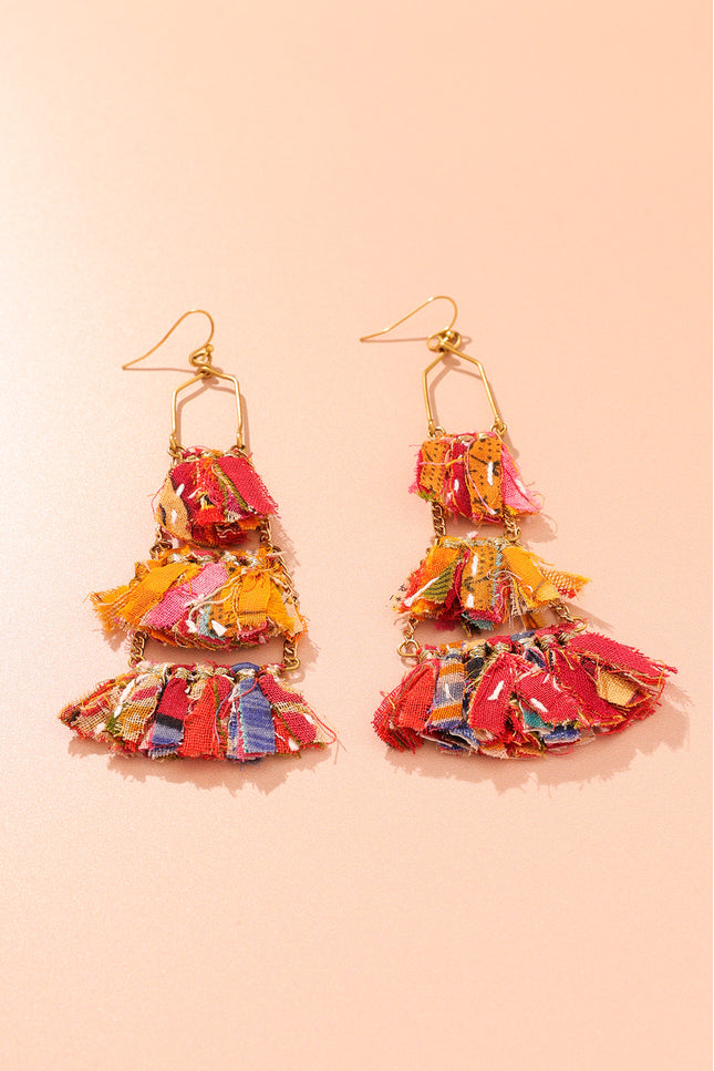 Geometric Frames Tassel Earrings