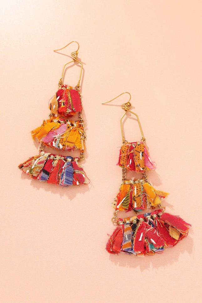 Geometric Frames Tassel Earrings