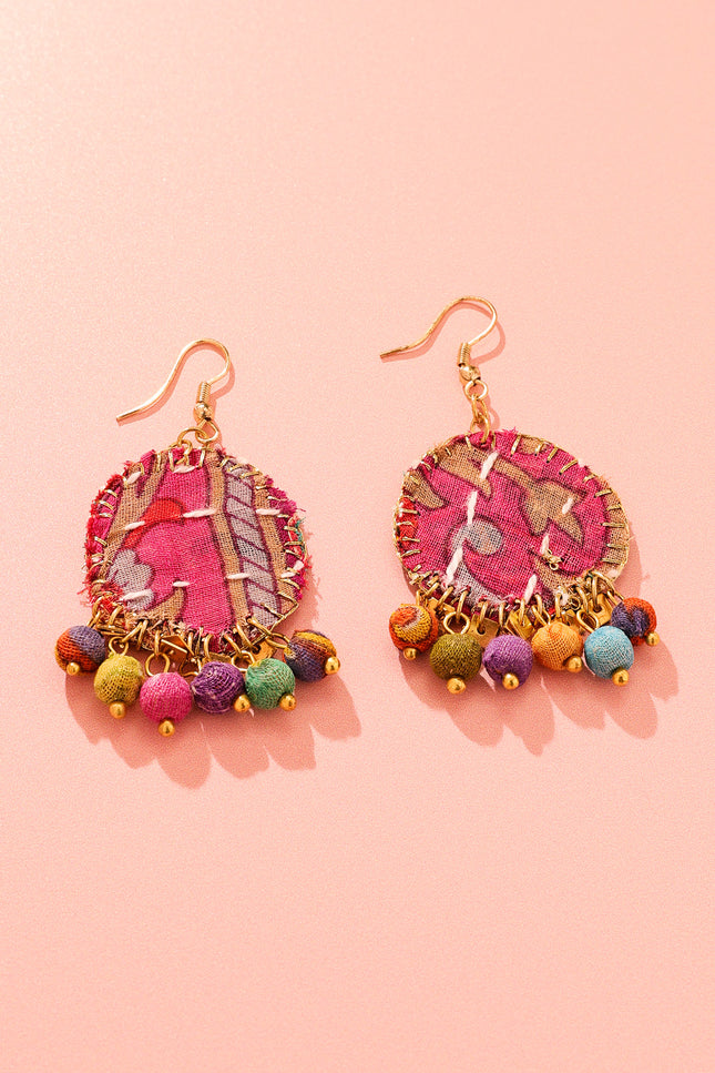 Patchwork Fabric Drop Earrings