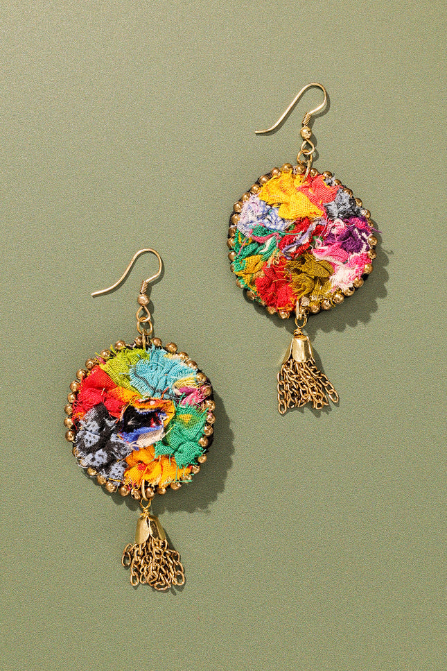 Bohemian Patchwork Tassel Earrings