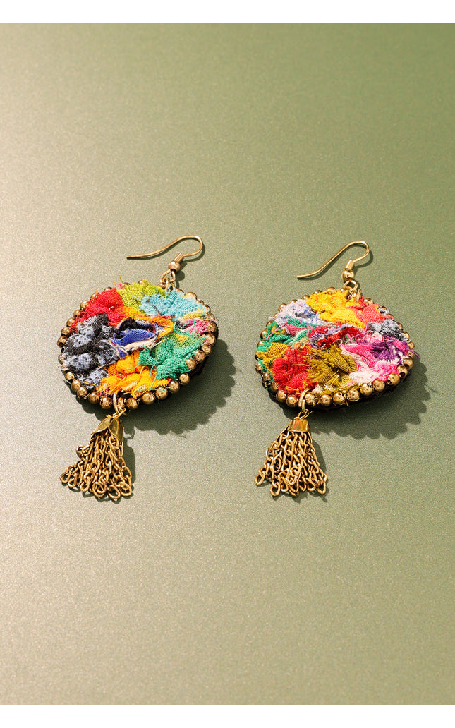 Bohemian Patchwork Tassel Earrings