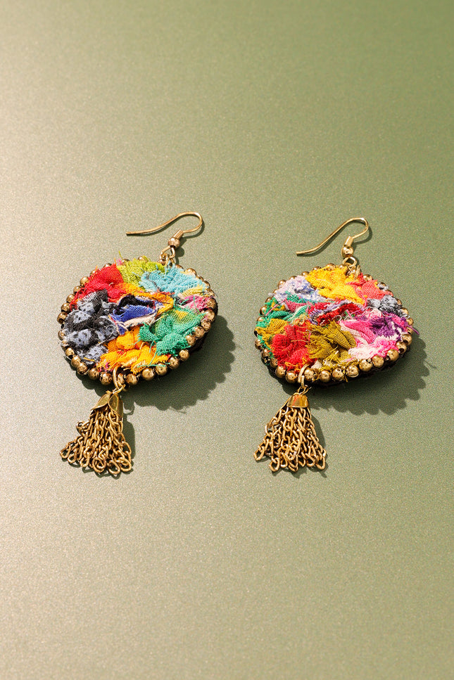 Bohemian Patchwork Tassel Earrings