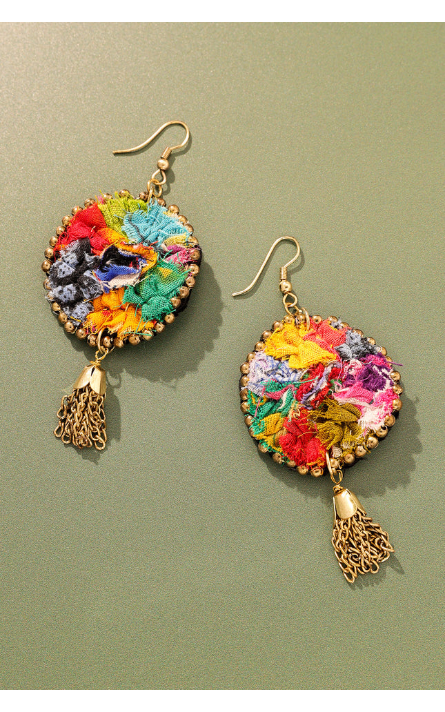 Bohemian Patchwork Tassel Earrings