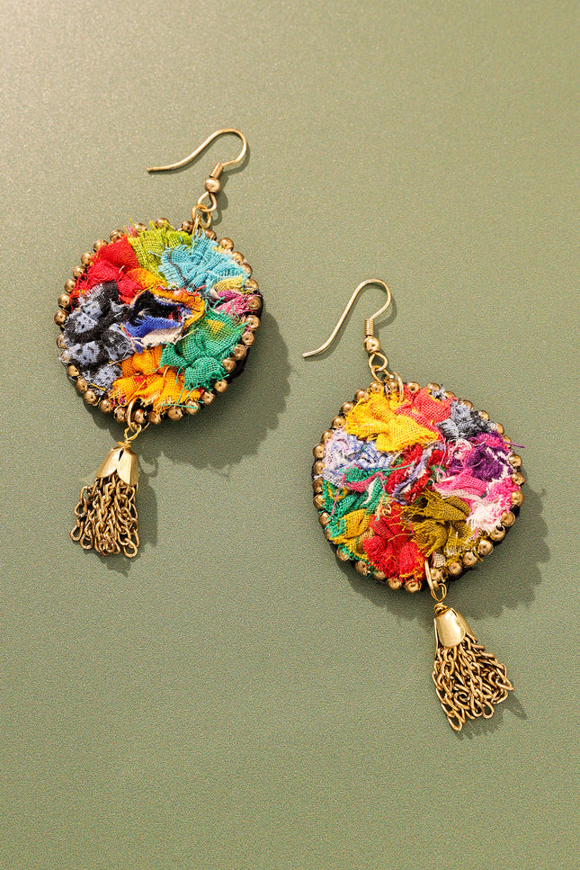 Bohemian Patchwork Tassel Earrings