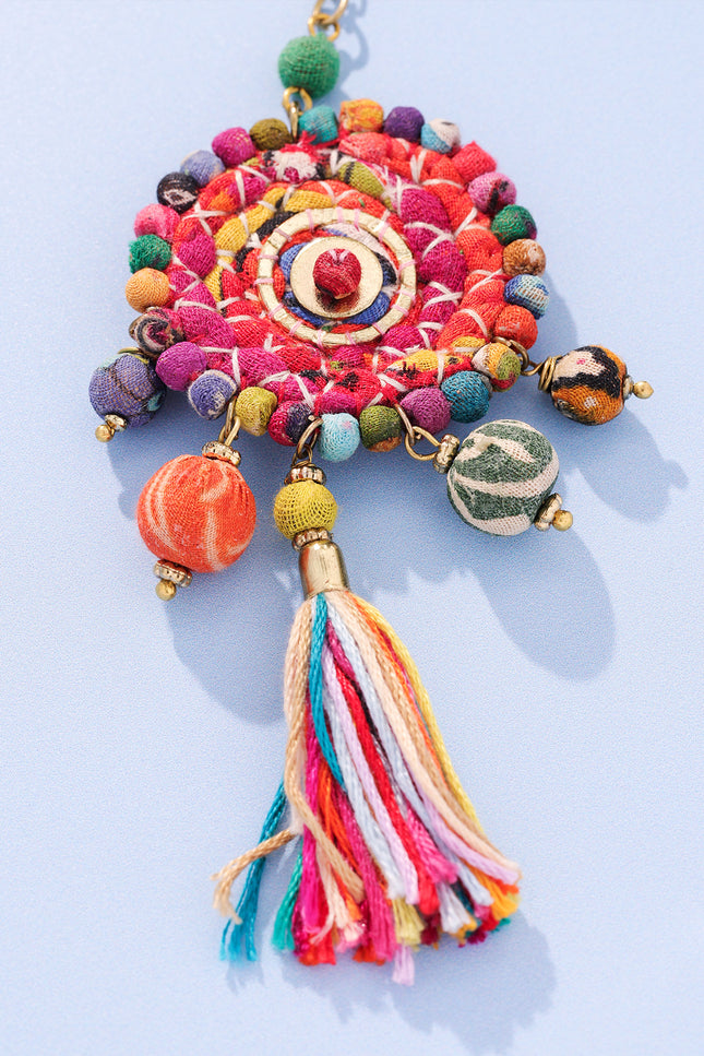 Vibrant Spiral Tassel Necklace