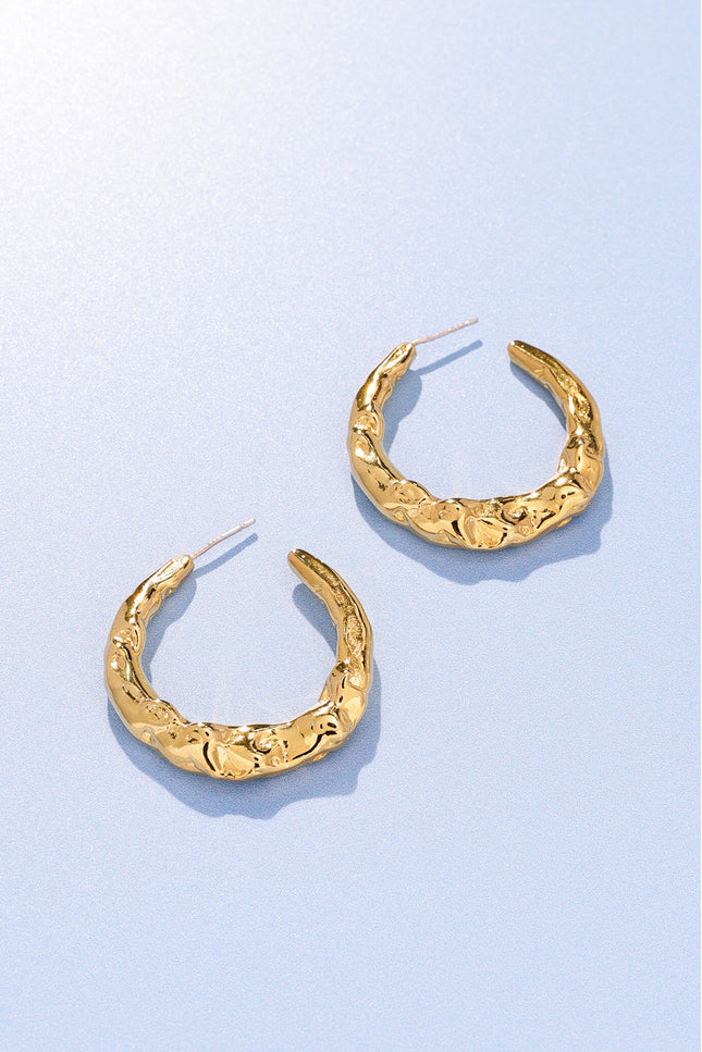 18k gold-plated Organic Texture Hoop Earrings