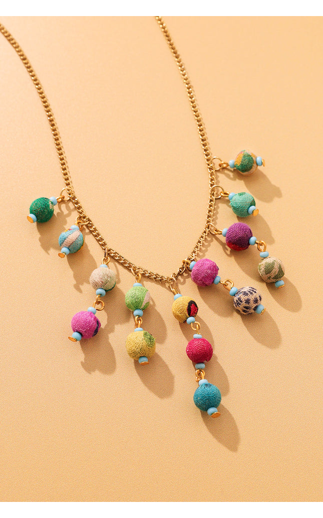 Festive Bead Cascade Necklace