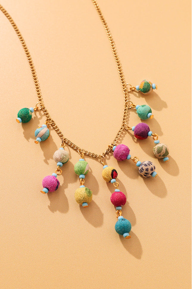 Festive Bead Cascade Necklace