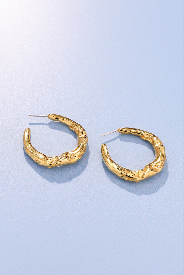18k gold-plated Organic Texture Hoop Earrings