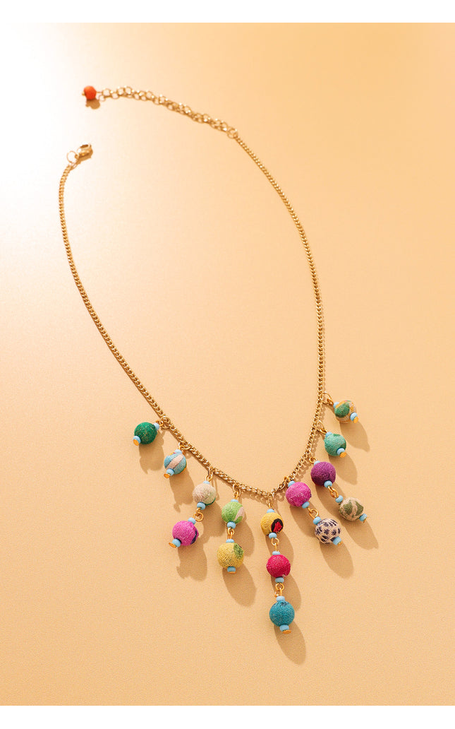 Festive Bead Cascade Necklace