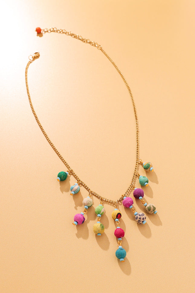 Festive Bead Cascade Necklace