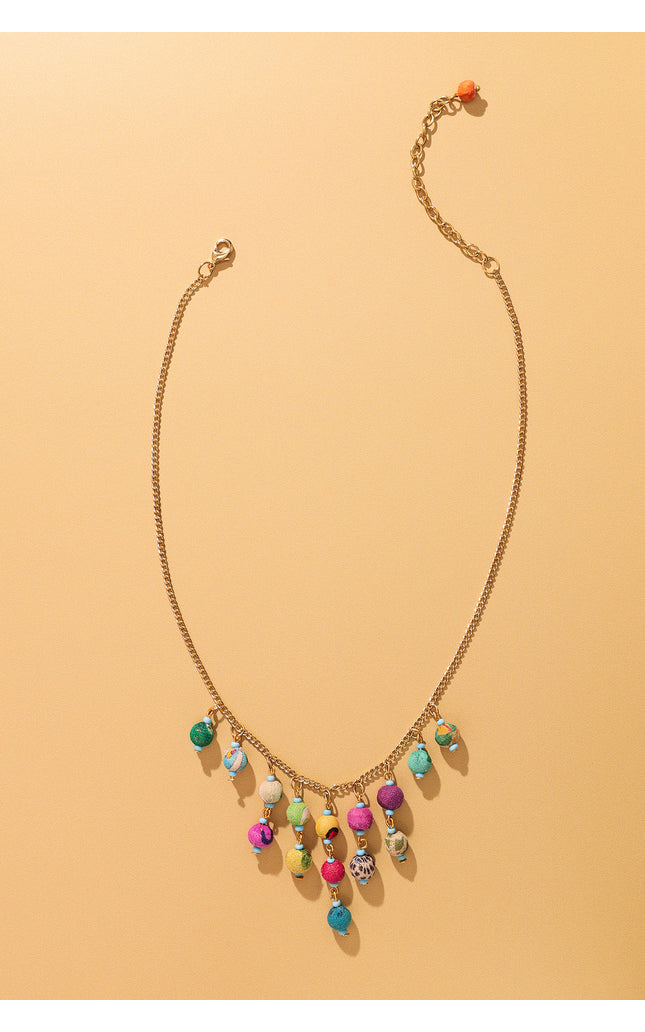 Festive Bead Cascade Necklace