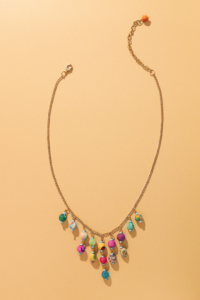 Festive Bead Cascade Necklace