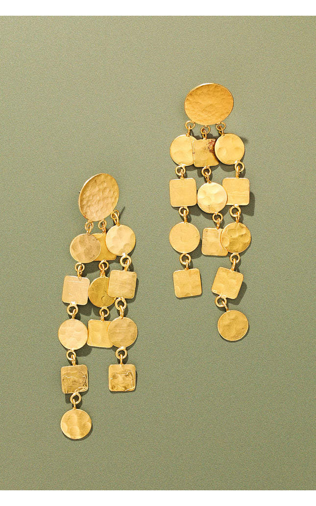 Hammered Geometric Drop Earrings