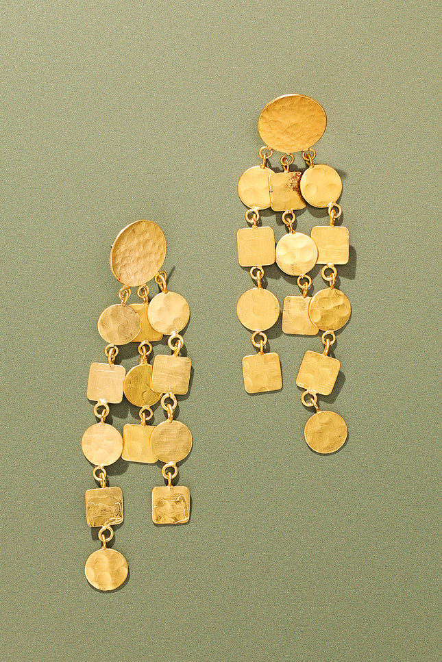 Hammered Geometric Drop Earrings