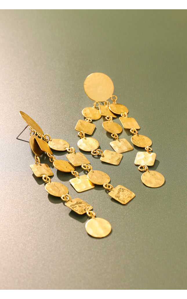 Hammered Geometric Drop Earrings