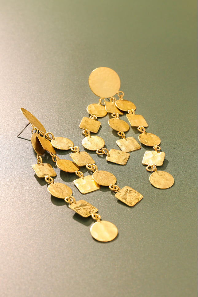 Hammered Geometric Drop Earrings