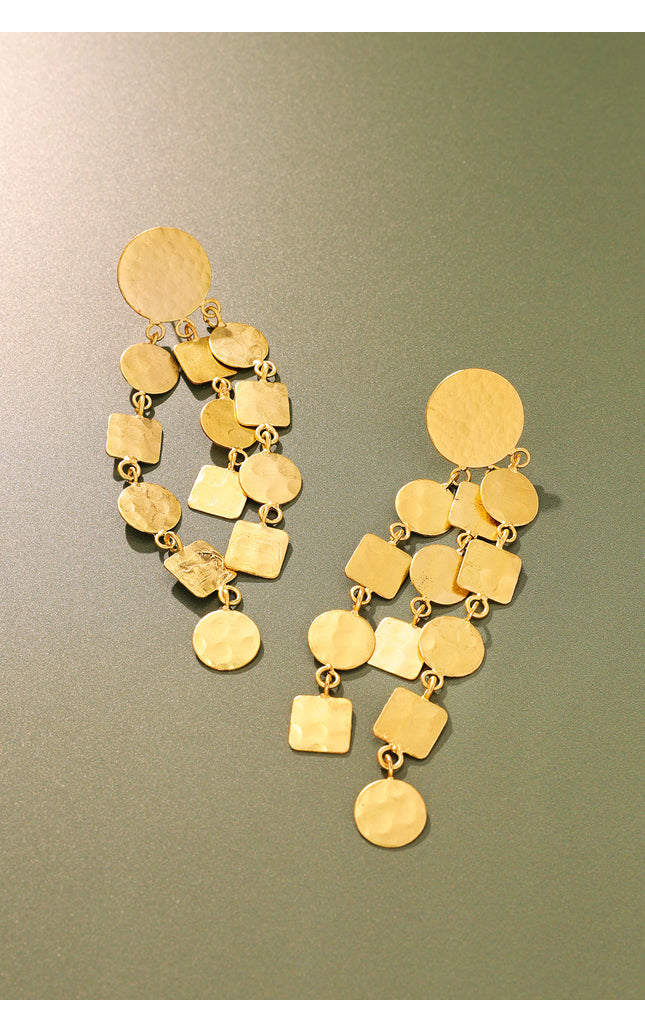 Hammered Geometric Drop Earrings
