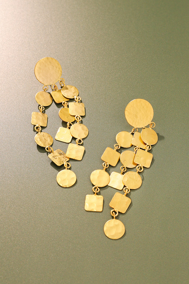 Hammered Geometric Drop Earrings