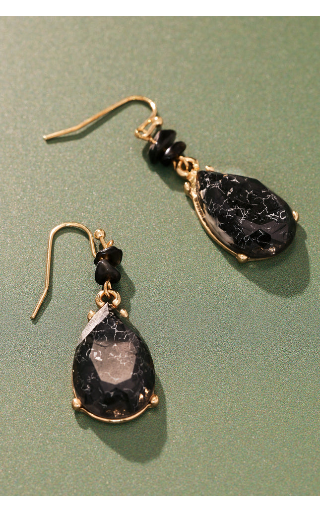Midnight Marble Teardrop Earrings