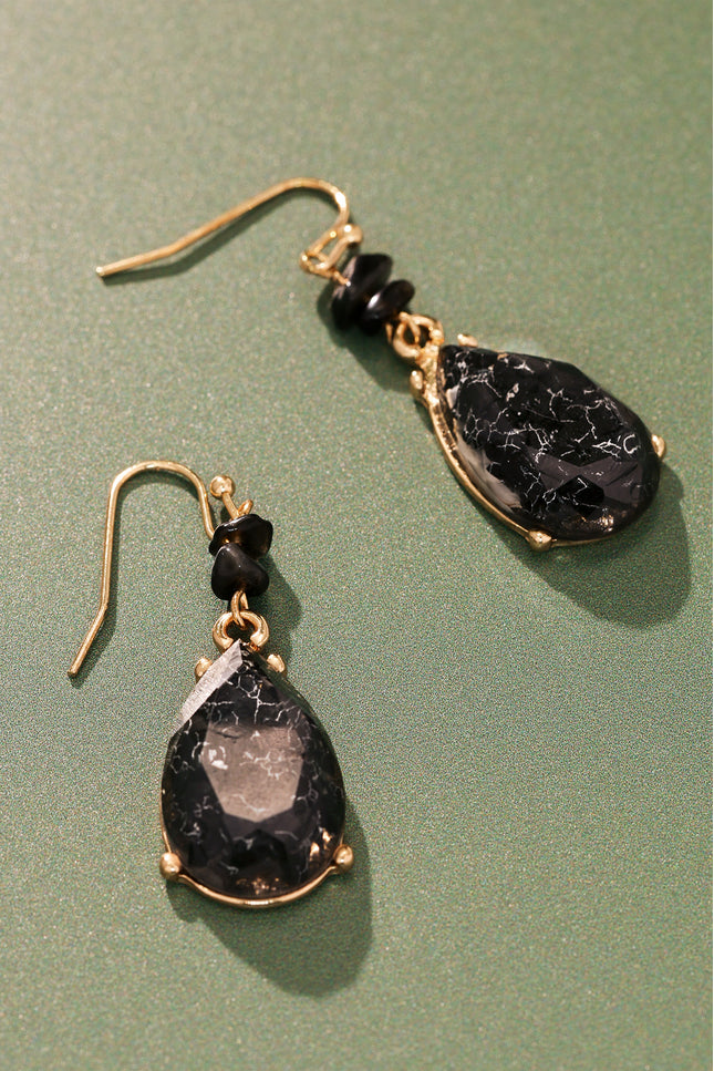 Midnight Marble Teardrop Earrings