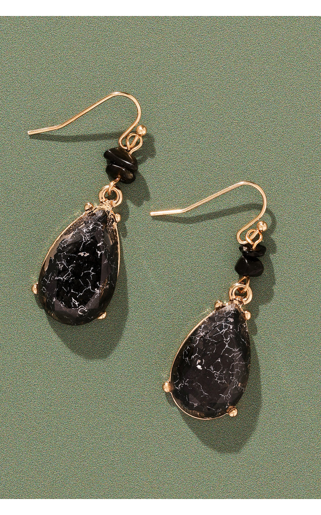 Midnight Marble Teardrop Earrings