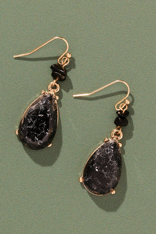 Midnight Marble Teardrop Earrings