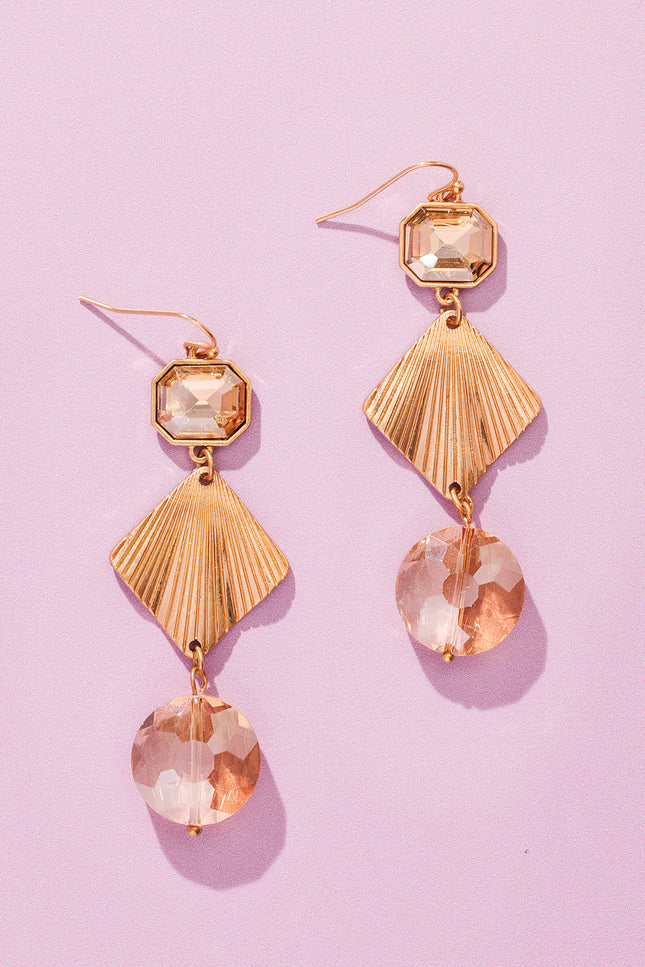 Gold and Champagne Geometric Earrings