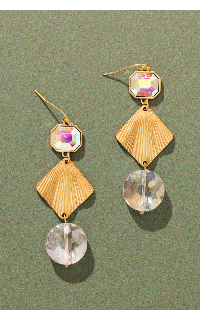 Iridescent Gold Geometric Earrings