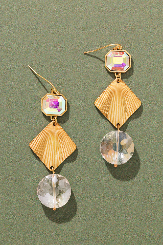 Iridescent Gold Geometric Earrings