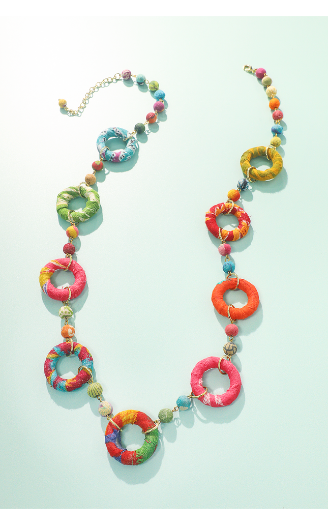 Upcycled Sari Hoop Bead Necklace