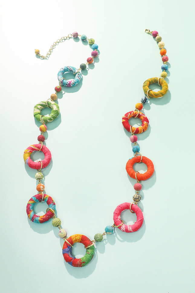 Upcycled Sari Hoop Bead Necklace