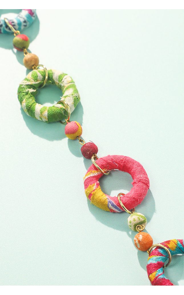Upcycled Sari Hoop Bead Necklace