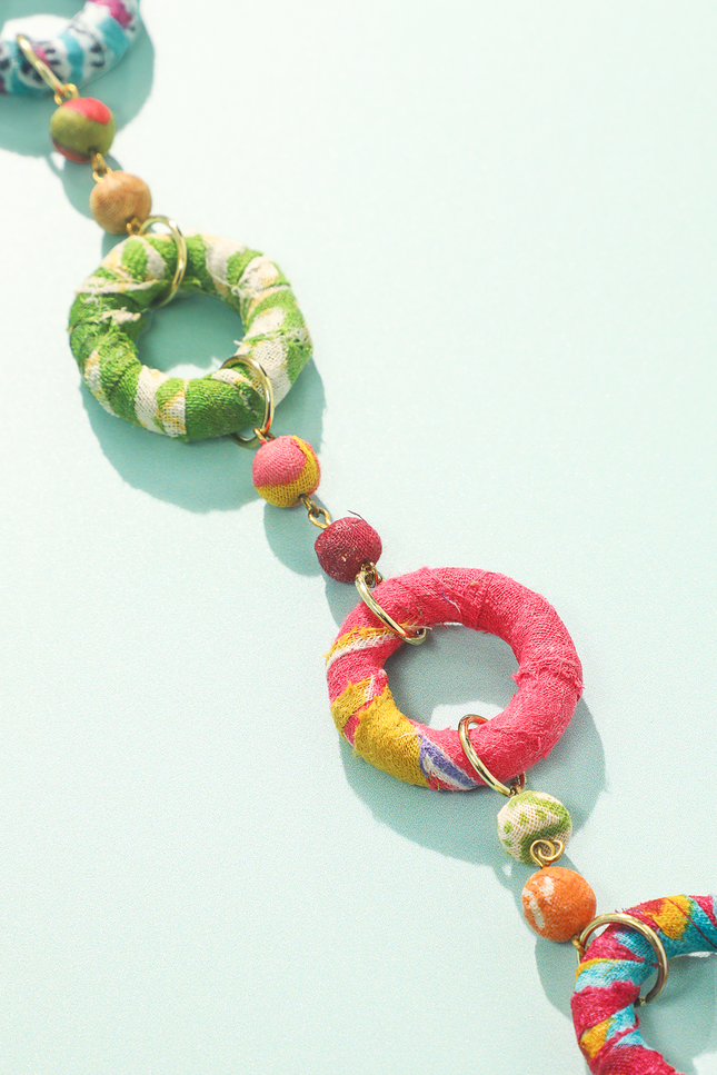 Upcycled Sari Hoop Bead Necklace