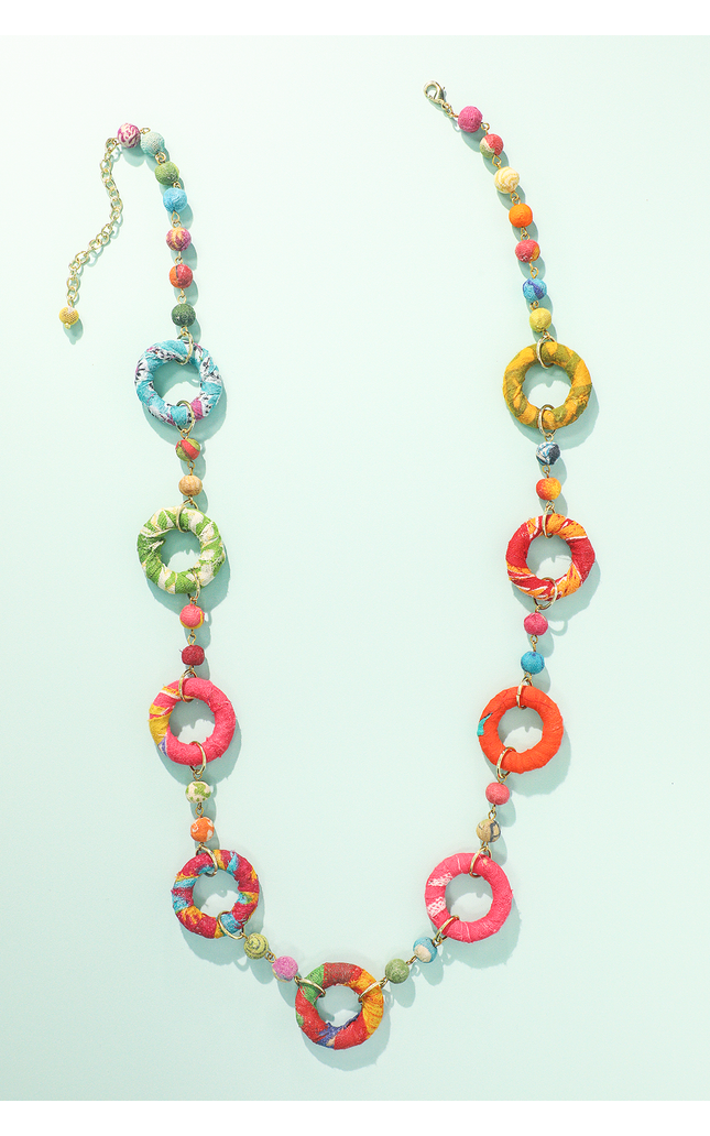Upcycled Sari Hoop Bead Necklace