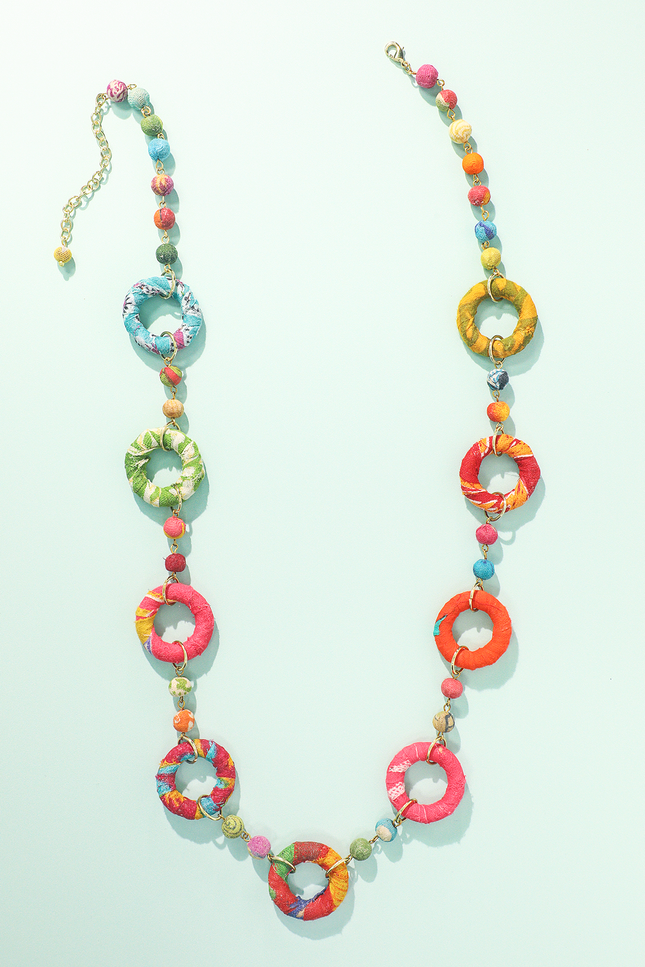 Upcycled Sari Hoop Bead Necklace
