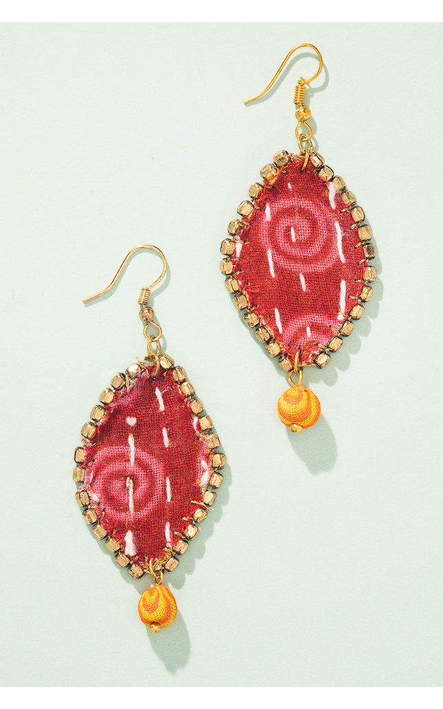 Diamond Patchwork Drop Earrings