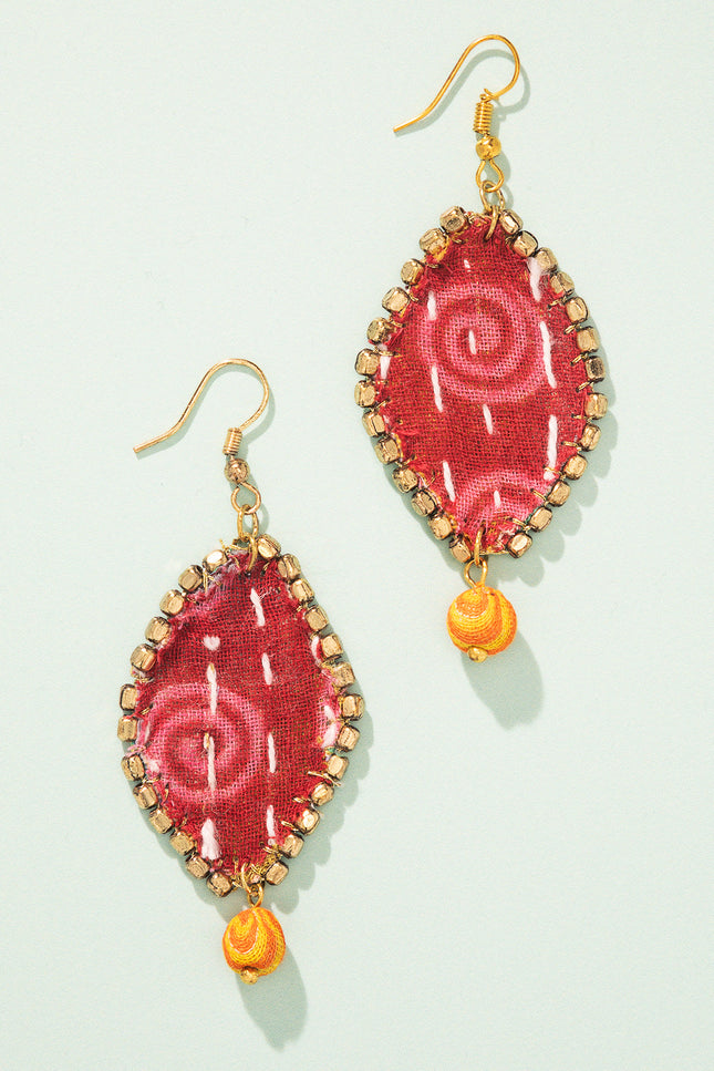 Diamond Patchwork Drop Earrings