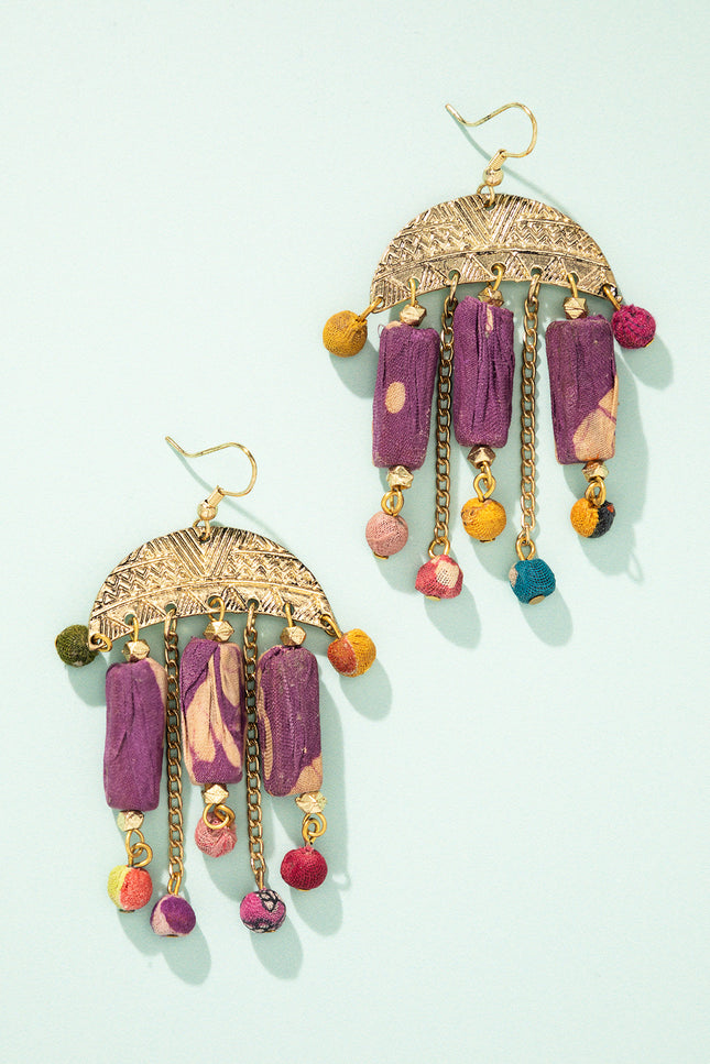 Semicircle Frame Dangle Earrings