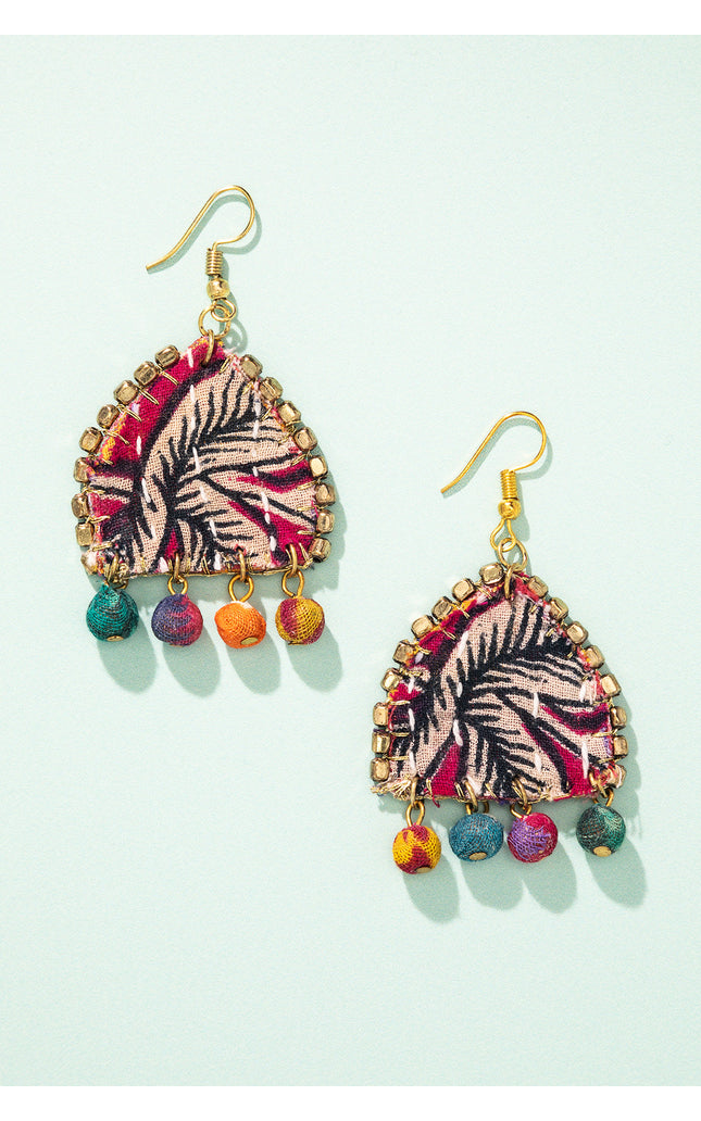 Patchwork Flower Drop Earrings