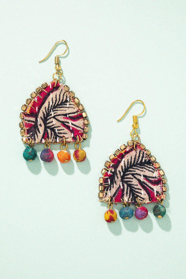 Patchwork Flower Drop Earrings