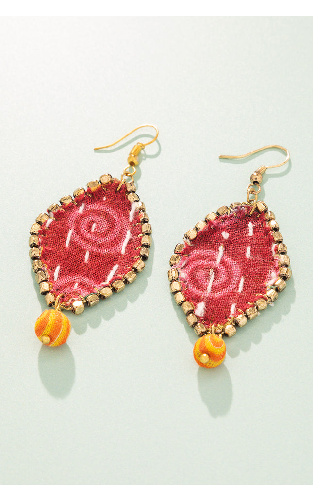 Diamond Patchwork Drop Earrings