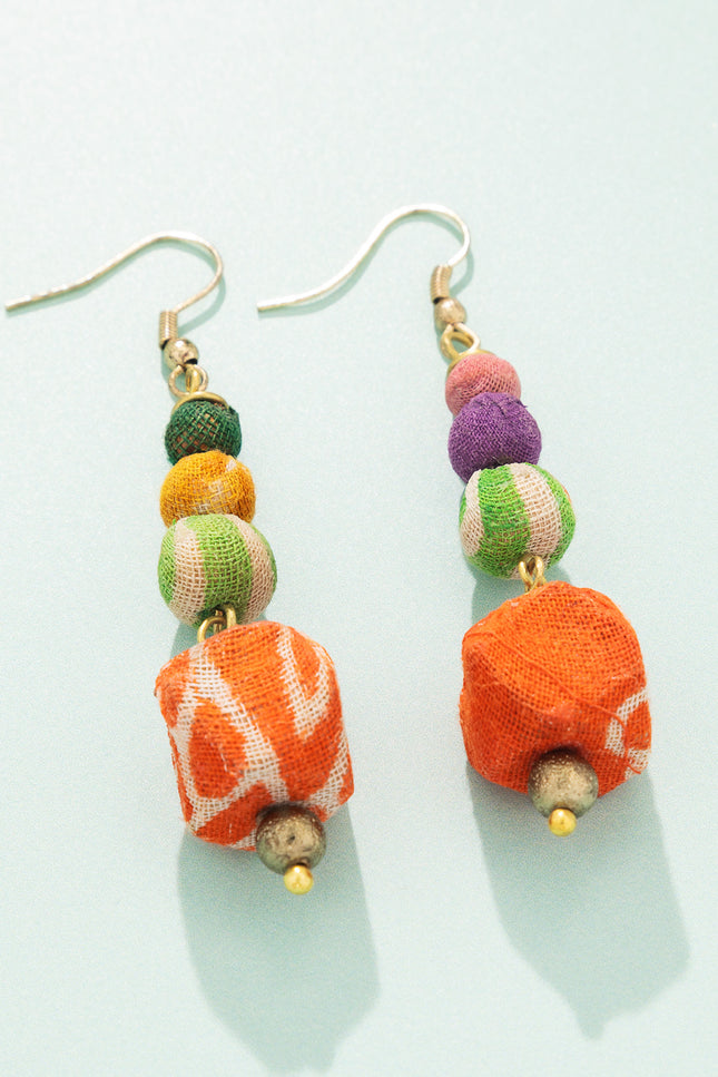 Playful Fabric Beaded Earrings