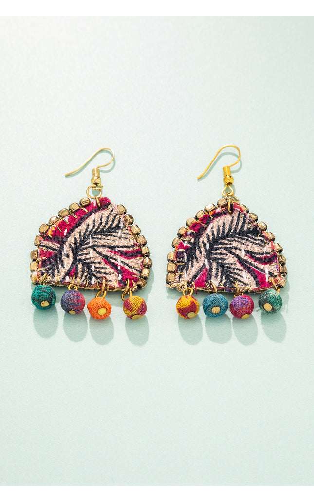 Patchwork Flower Drop Earrings