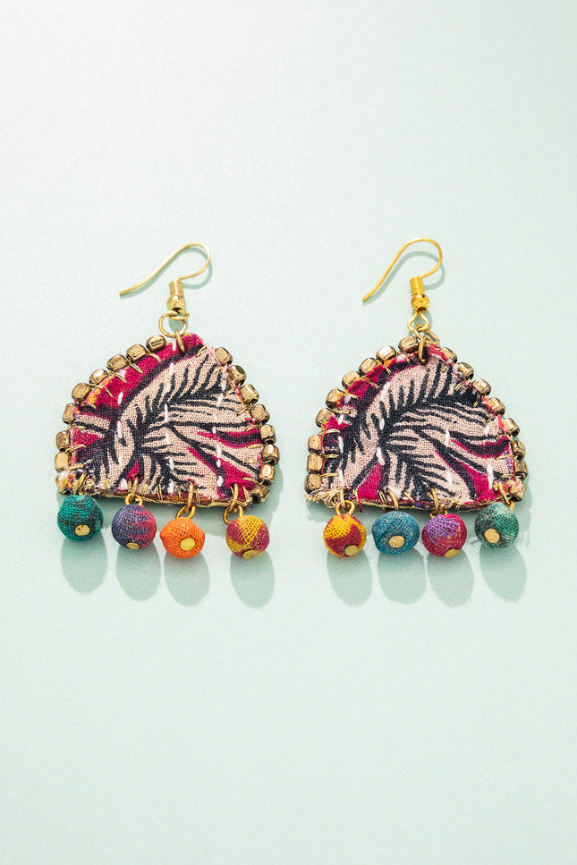 Patchwork Flower Drop Earrings