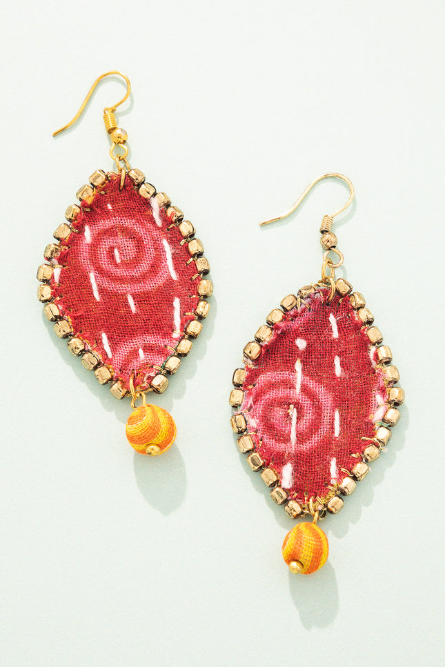 Diamond Patchwork Drop Earrings